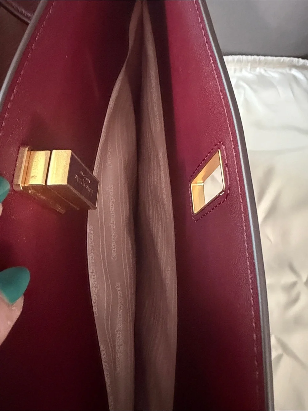 Kate Spade Leather Tote in Burgundy with Gold hardware